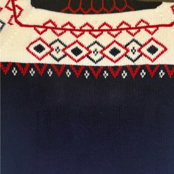 Vintage JCPenny Size Large Navy Blue White Red Fair Isle Knit Sweater Preppy - Picture 7 of 7